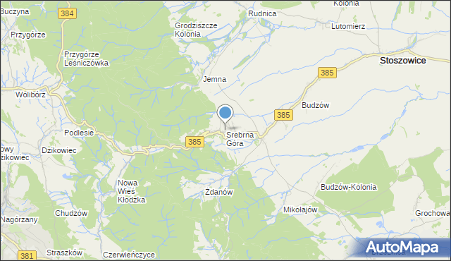 mapa Srebrna Góra, Srebrna Góra gmina Stoszowice na mapie Targeo